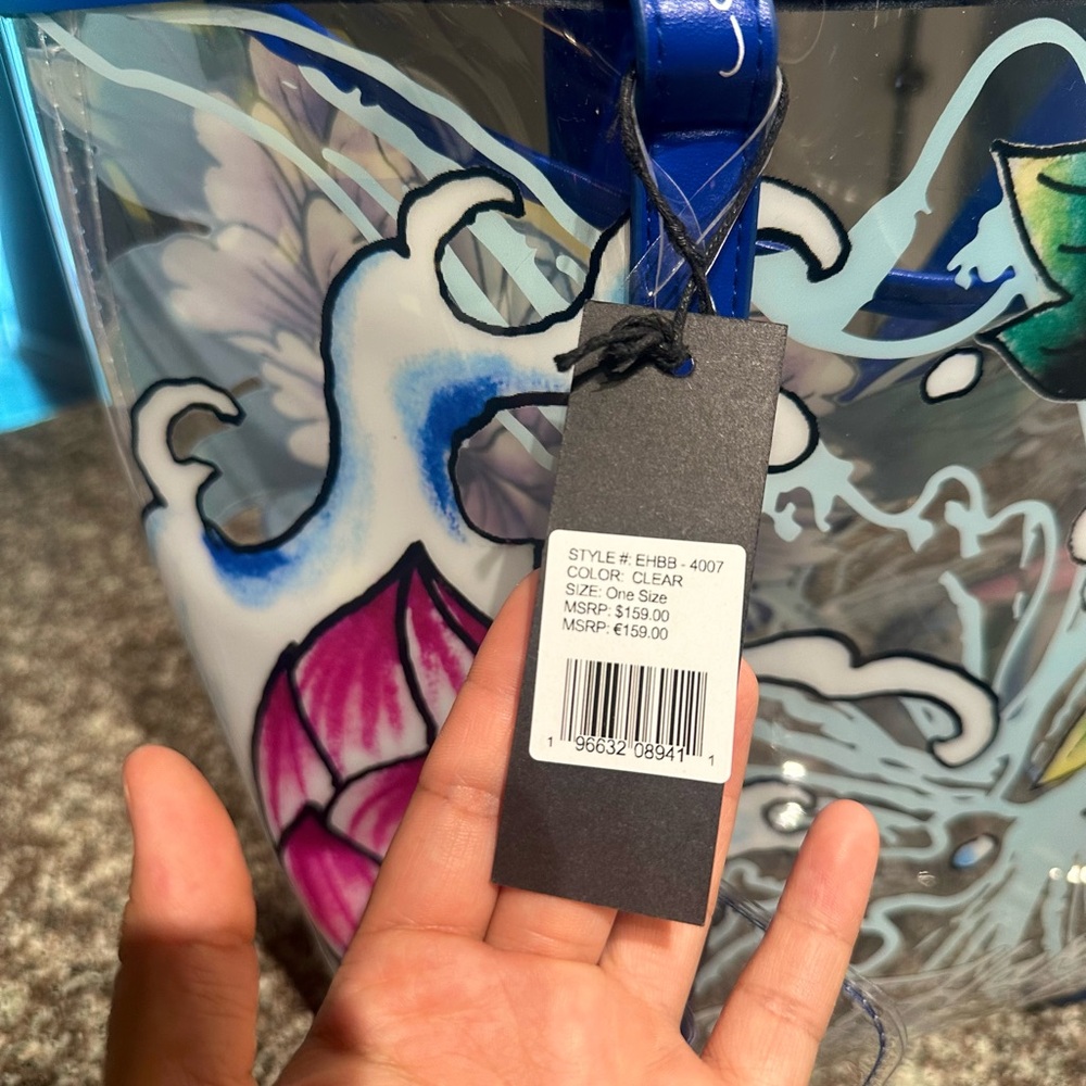 Ed Hardy SOLD OUT RETAIL $159 - NWT Lotus Flower Clear Tote Bag Y2K - Picture 4 of 4